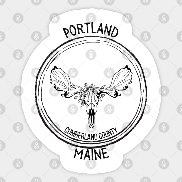 Portland Maine Moose Sticker by TrapperWeasel